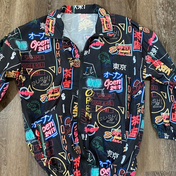 Neon Street Style  wear Lightweight Windbreaker Jacket Tokyo-Inspired Graphics - Picture 3 of 8